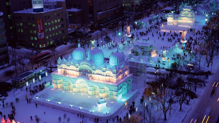 Sapporo Snow Festival - Night Light Up