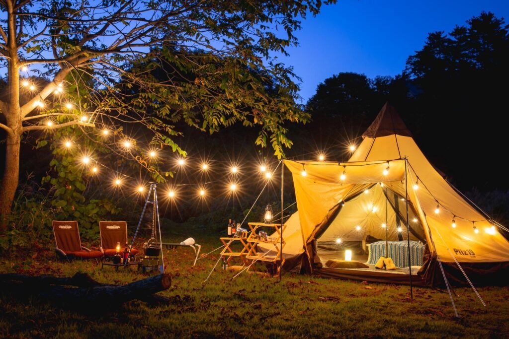 Tent with Lights on