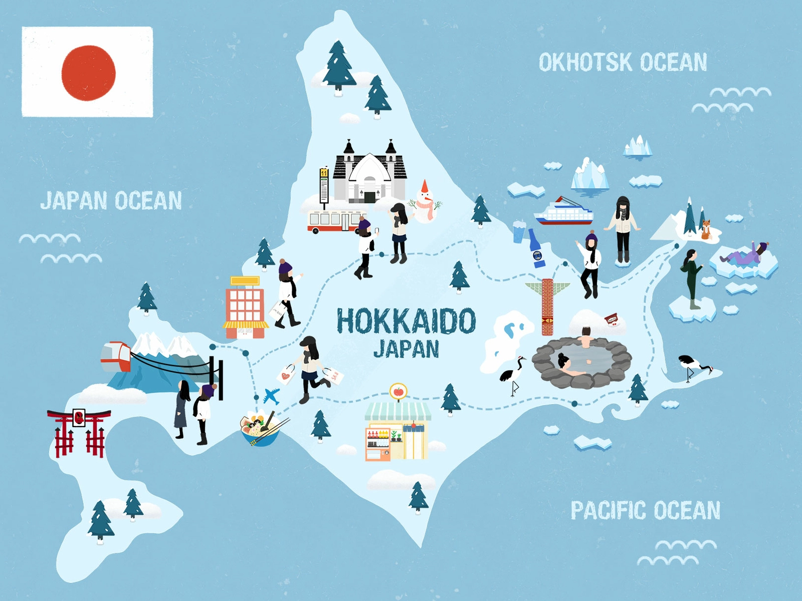 Hokkaido, Japan - Map